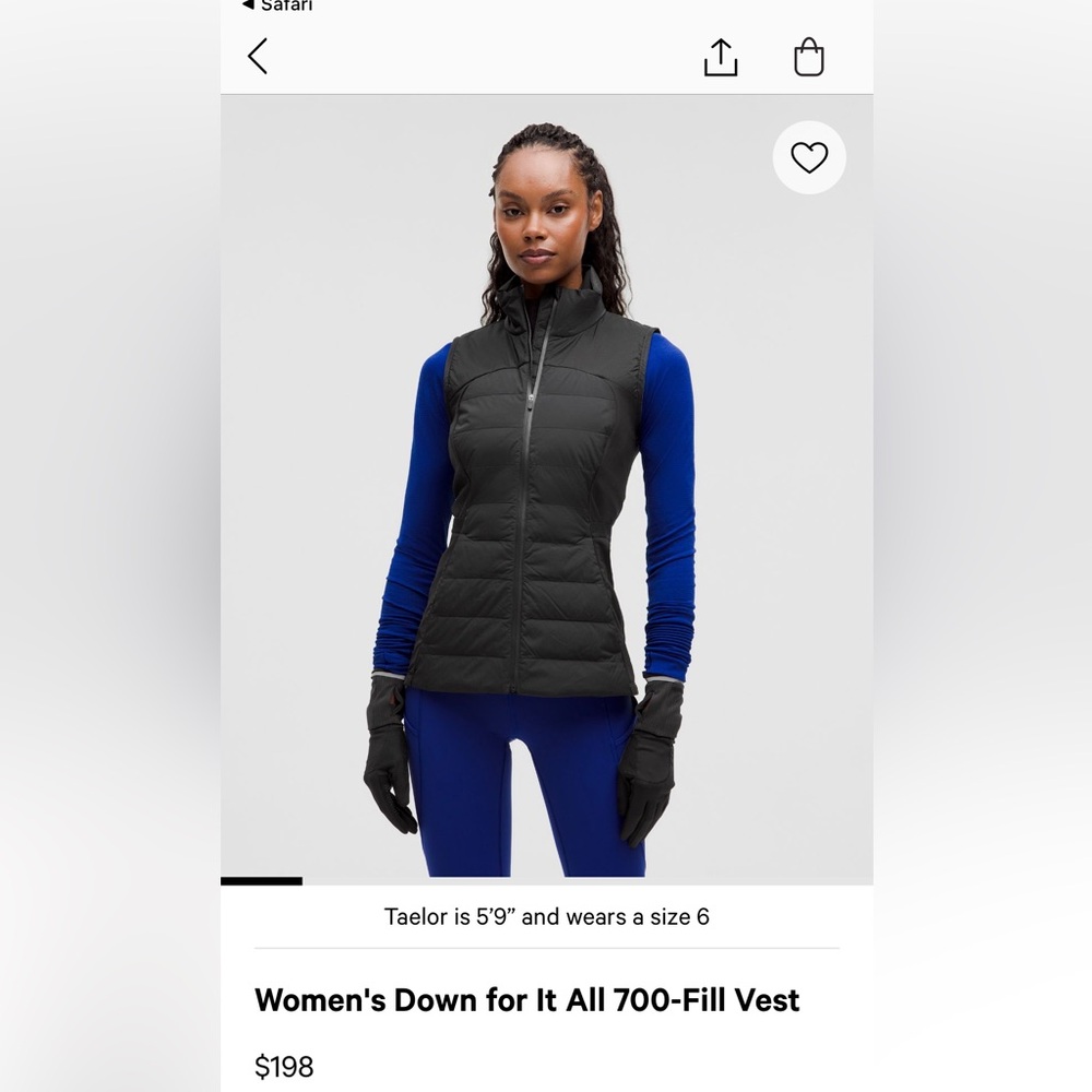 Lululemon down for it all black vest